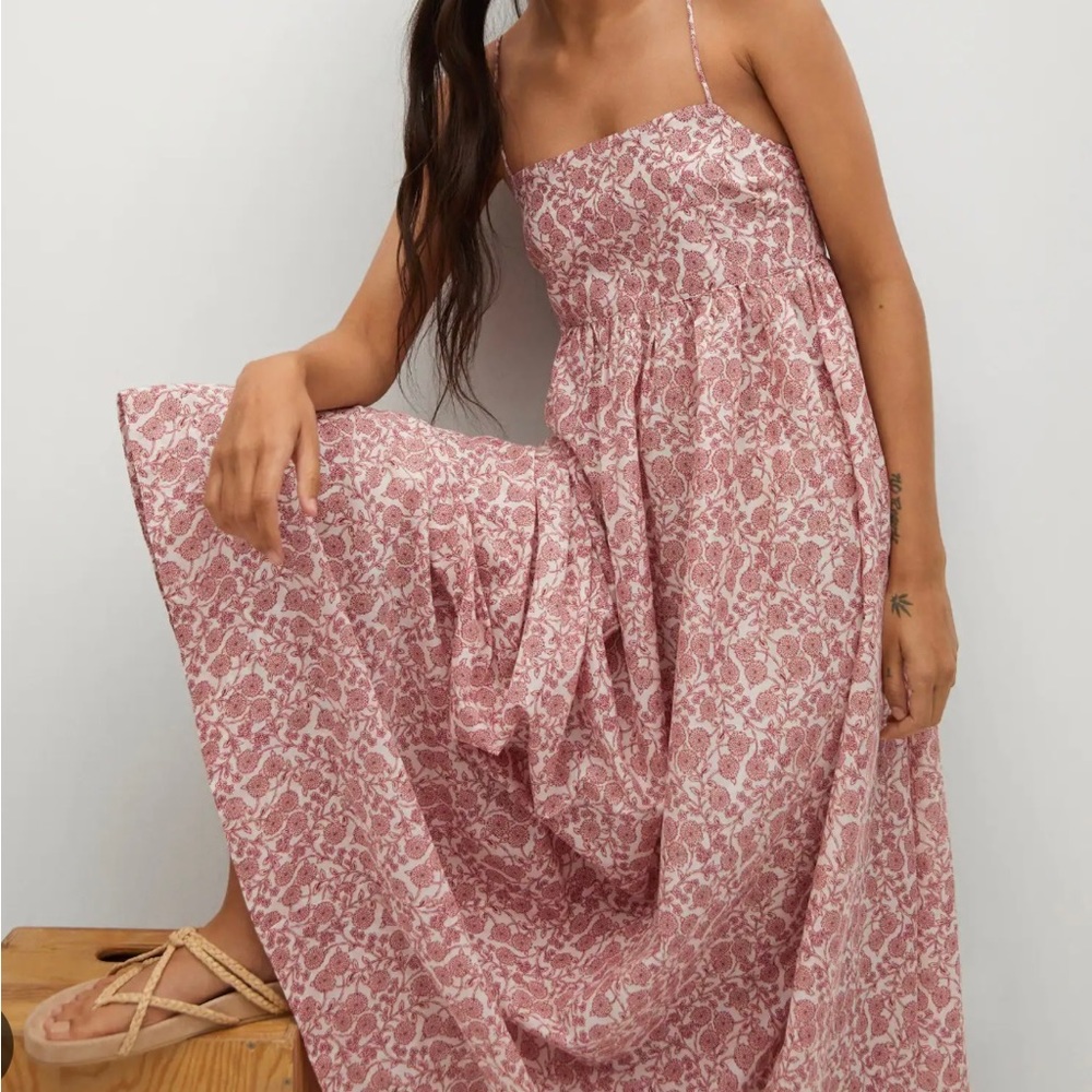 MANGO back slit floral maxi dress size XS